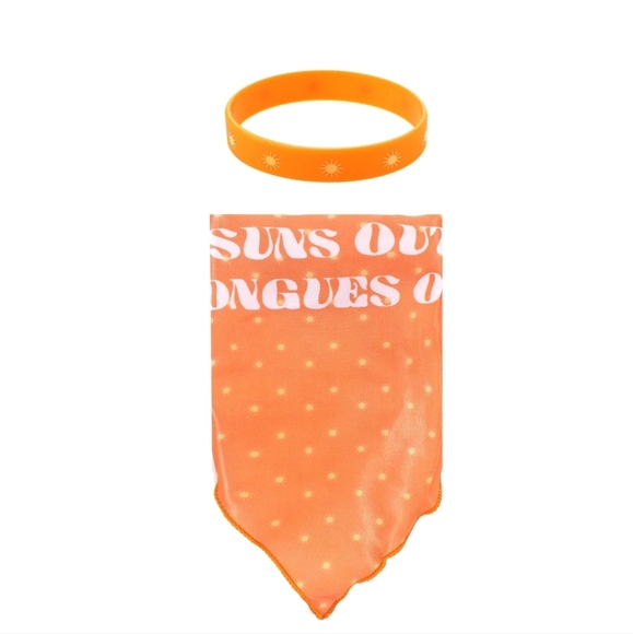 Pet Accessories Bracelet & Bandana Set 2 Sun Out Tongue Out S/M 0.75" x 6" - Picture 1 of 3
